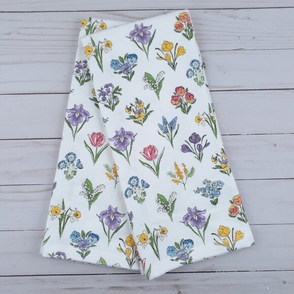 Dual Purpose Kitchen Towels Spring Flowers Floral Set of 2 - Picture 3 of 3